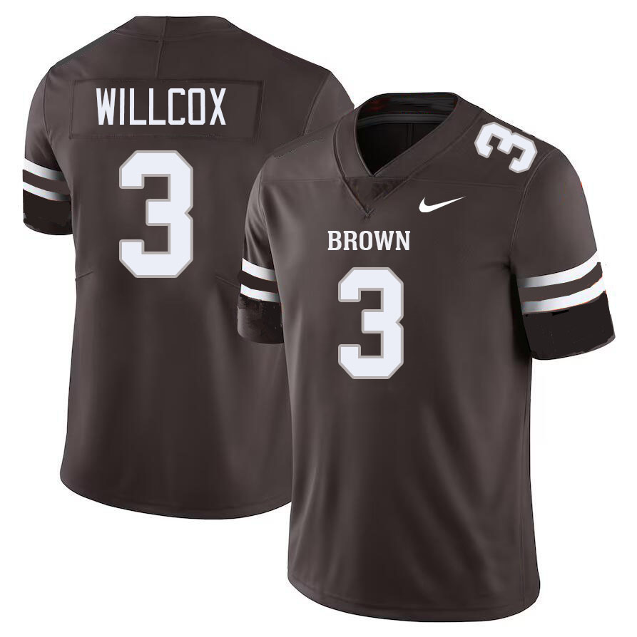Men-Youth #3 Jake Willcox 2023 Brown Bears College Football Jerseys Stitched-Brown